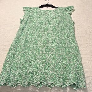 LOFT Mint Green Floral Eyelet Dress